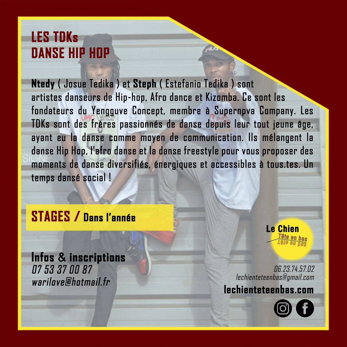 LesTdks's tweet photo. le DIMANCHE 29 janvier 2023
👉14h à 15h Stage pour les enfants
👉15h à 16h30 Stage pour les ados/adultes
Pour vous inscrire ⬇️
📧 warilove@hotmail.fr
📞07 53 37 00 87
https://t.co/xTPQNkXxJO
#louviers #lestdks #normandie #danse #stagedanse https://t.co/n0GApUJ8DB