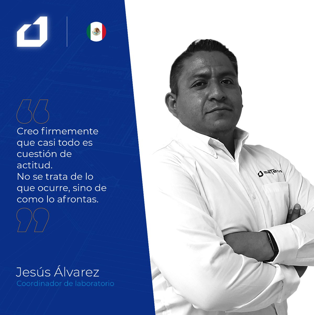 Metecno's tweet photo. Es un honor para #Metecno contar con líderes como Jesús Álvarez, Coordinador de laboratorio, que día con día entregan lo mejor de sí; poniendo su experiencia y talento al servicio de esta gran empresa. Gracias por ayudarnos a seguir creciendo y mantenernos como los número 1. https://t.co/wbZjZmd9en