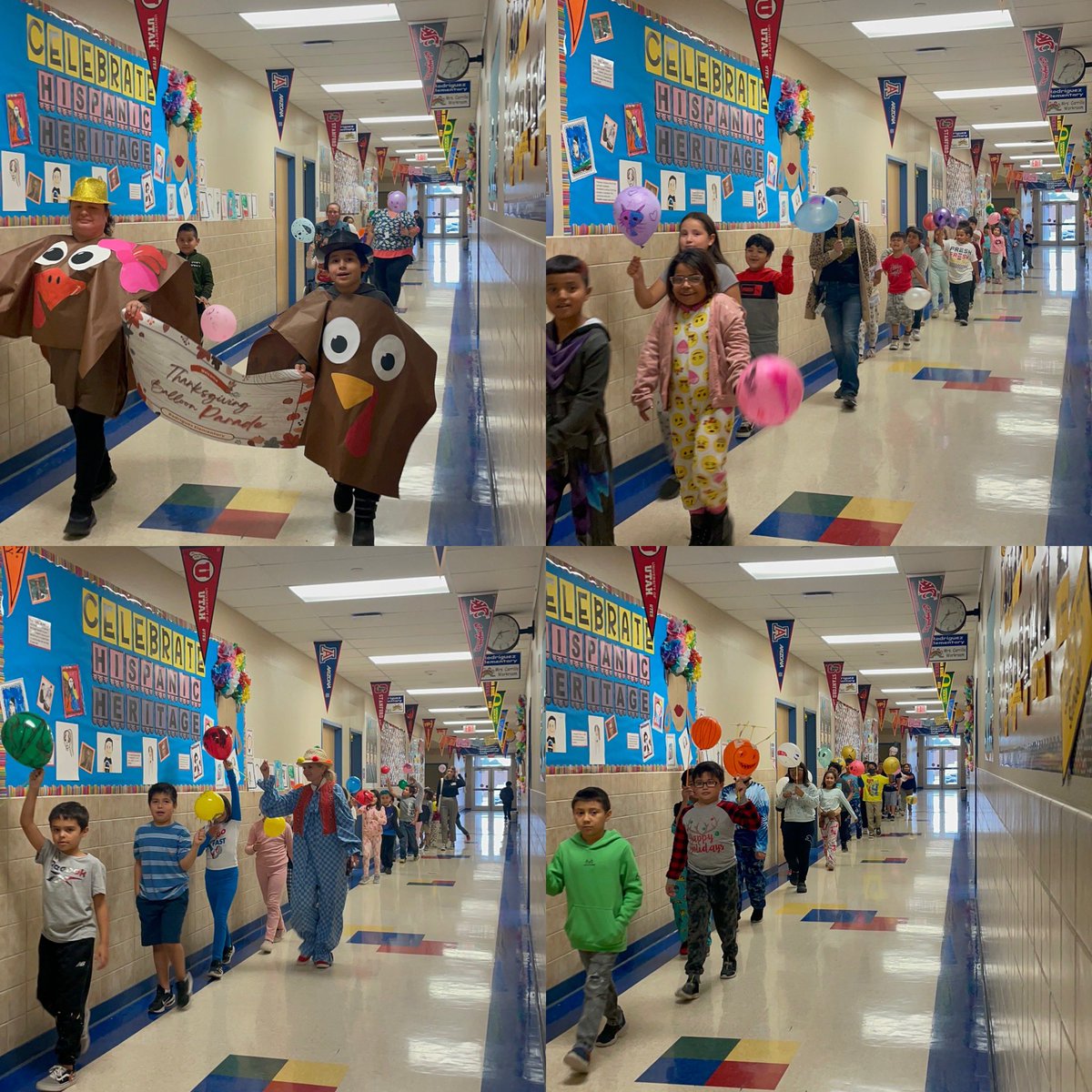 AggieLibrarian1's tweet photo. Our 1st annual Thanksgiving balloon parade was fin. Our 2nd grade team was awesome! We had @bilingueyosoy ‘s class as well as my 4th & 5th grade ACE kids joined us in the parade! Santa had to close out the parade! @RodriguezESISD @SeguinISD #balloonparade #BalloonsOverBroadway https://t.co/eo8iIMDSW3