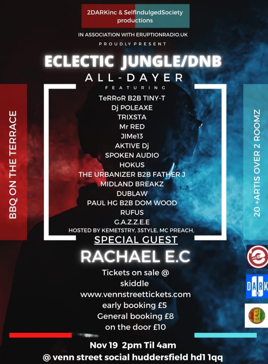 Tomorrow night <a href="/SIS_Dj_Terror/">Barry Edwards (SelfIndulgedSociety) DjTeRRoR</a> and a whole host of Eruption DJs and MCs will be in Huddersfield playing nothing but Jungle &amp; DNB 🔥🔥🔥