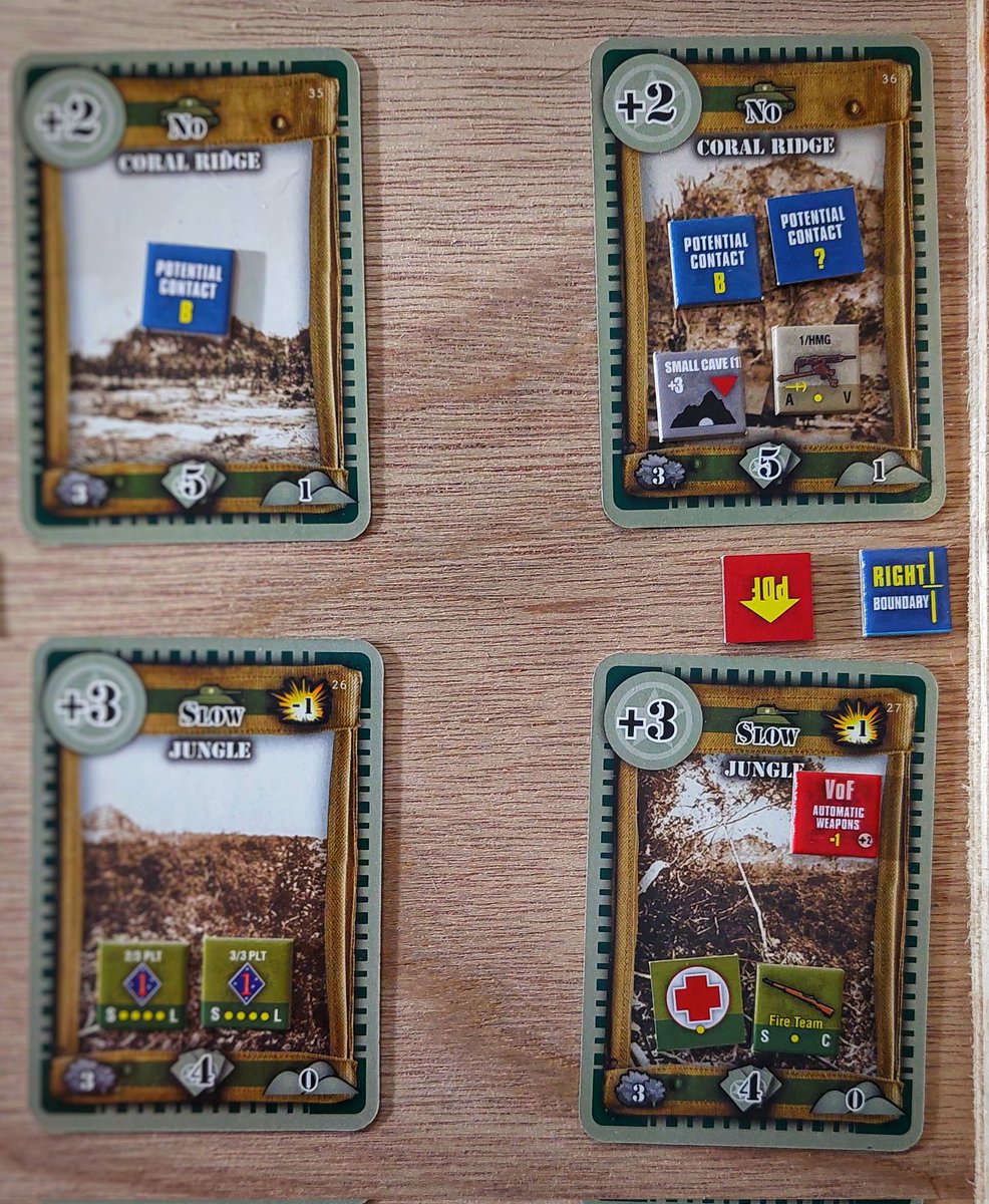 fredy_casper's tweet photo. Fields of Fire 2 de @gmtgames . Misión 4: Asalto a la fábrica de fósforo. Final del primer turno. Una HMG japonesa abre fuego sobre un pelotón al que pilló desprevenido. Por si no fuera poco, un francotirador ha finiquitado al HQ del primer pelotón. Casi nada! https://t.co/DNHygxuOzU