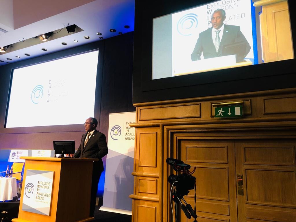 At #EWIPADublin, I delivered Somalia’s national statement at the adoption of a political declaration on protecting civilians from the humanitarian impact of use of explosive weapons in populated areas. Finding ways to prevent & mitigate impact of explosions is key for #Somalia.