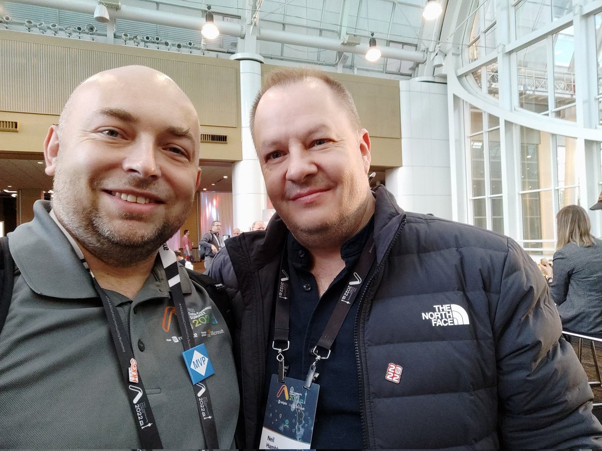 MikeyBronowski's tweet photo. @Neil_Hambly allegedly is not a fan of selfies but it was early and coffee wasn't strong enough so he got caught off guard
#PASSDataCommunitySummit
#sayhelloatpass https://t.co/o0pyPDnwv1