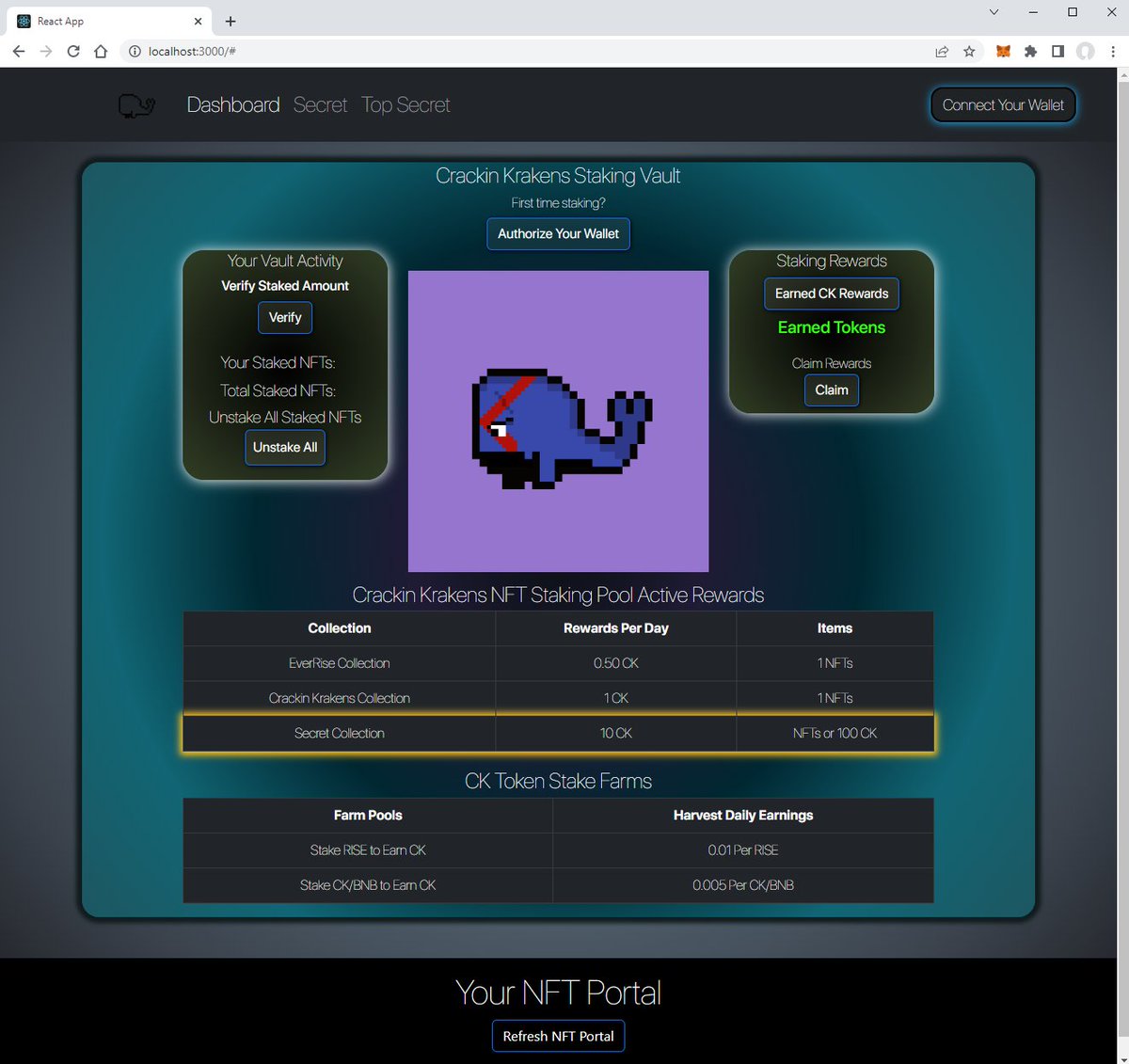 Been quite, too long. Let's take a look at our WIP staking dApp. #NFTs #dApp #Staking #EverRise