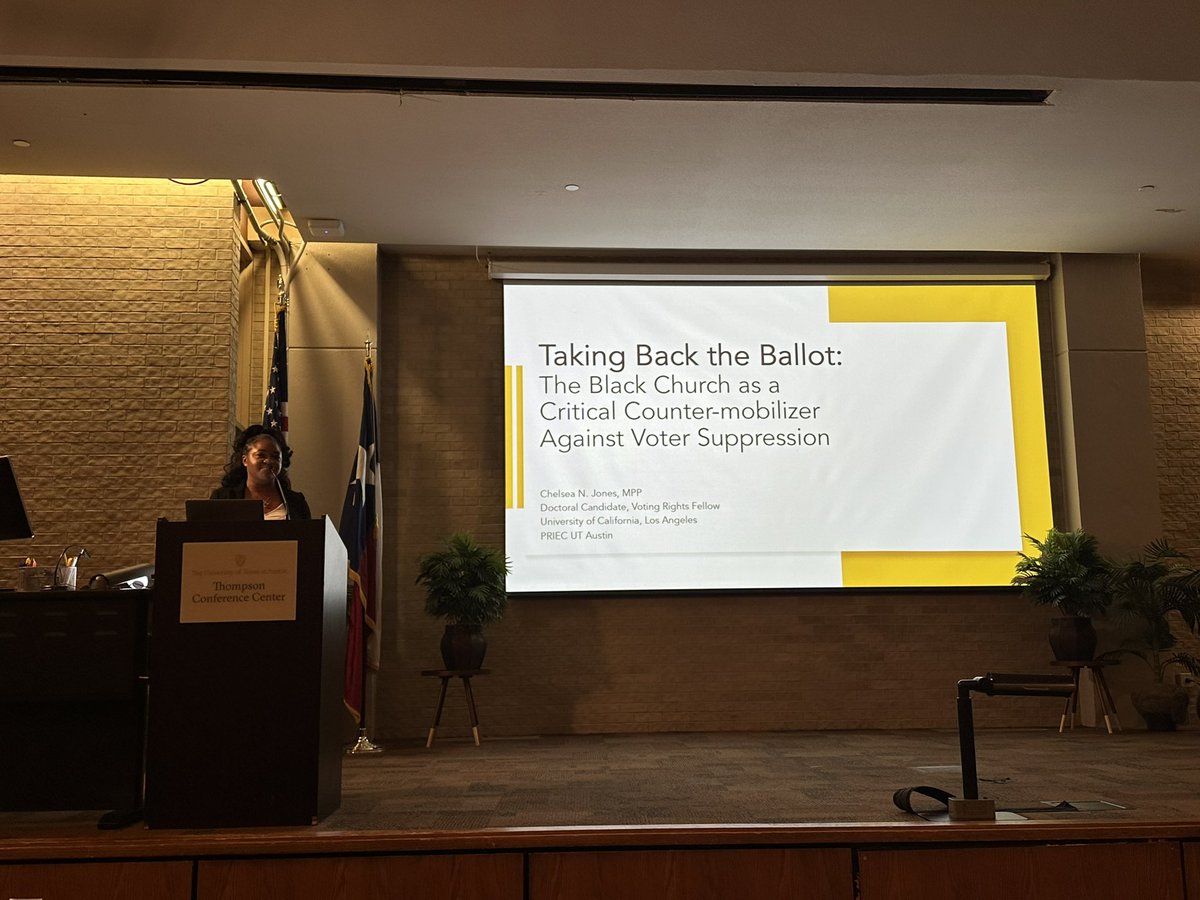 Angela X. Ocampo (@angelaxocampo) on Twitter photo The next generation of <a href="/UCLA_REP/">UCLA Race, Ethnicity & Politics</a> scholars is just ๐ฅ@sojournerchels presents her dissertation work on the critical role of Black churches in counter mobilizing Black voters in the face of voter suppression tactics. #Bruinproud ๐ป๐๐ #UTPRIEC #PRIEC2022 <a href="/prelabutexas/">PRE (Politics of Race and Ethnicity) Lab</a> <a href="/WeArePRIEC/">PRIEC Meeting</a> The next generation of <a href="/UCLA_REP/">UCLA Race, Ethnicity & Politics</a> scholars is just ๐ฅ@sojournerchels presents her dissertation work on the critical role of Black churches in counter mobilizing Black voters in the face of voter suppression tactics. #Bruinproud ๐ป๐๐ #UTPRIEC #PRIEC2022 <a href="/prelabutexas/">PRE (Politics of Race and Ethnicity) Lab</a> <a href="/WeArePRIEC/">PRIEC Meeting</a>