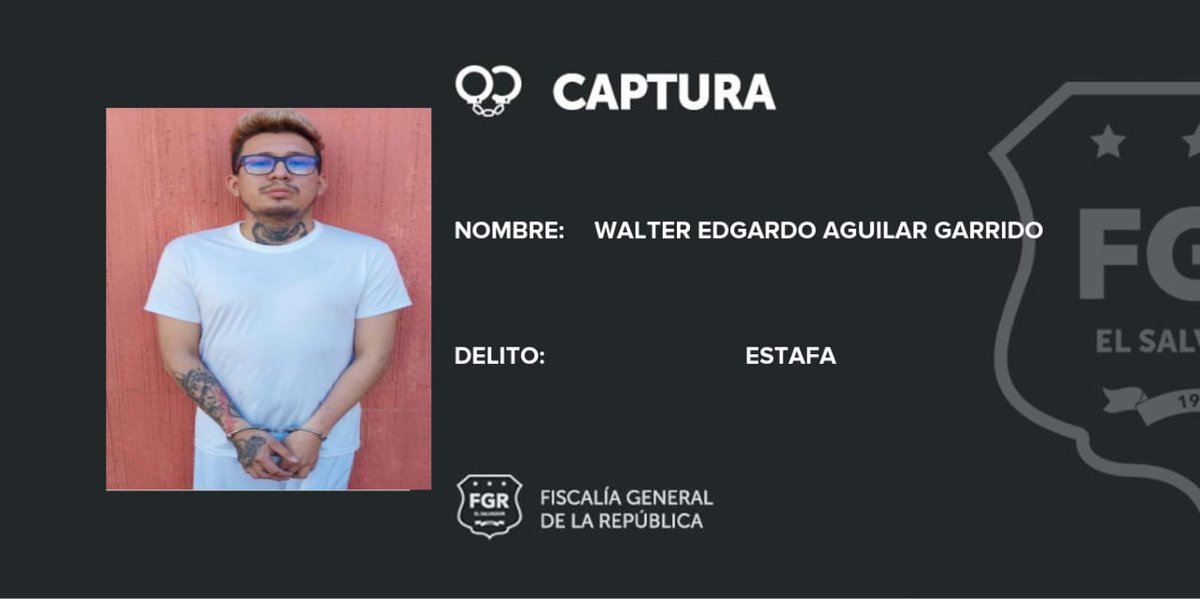 TelenoticiasGMV's tweet photo. .@FGR_SV informa sobre la captura de Walter Aguilar Garrido, a través de redes sociales, engañaba a sus víctimas haciéndoles creer que alquilaba ranchos de playa en la Costa del Sol. https://t.co/oOSC2LFulU