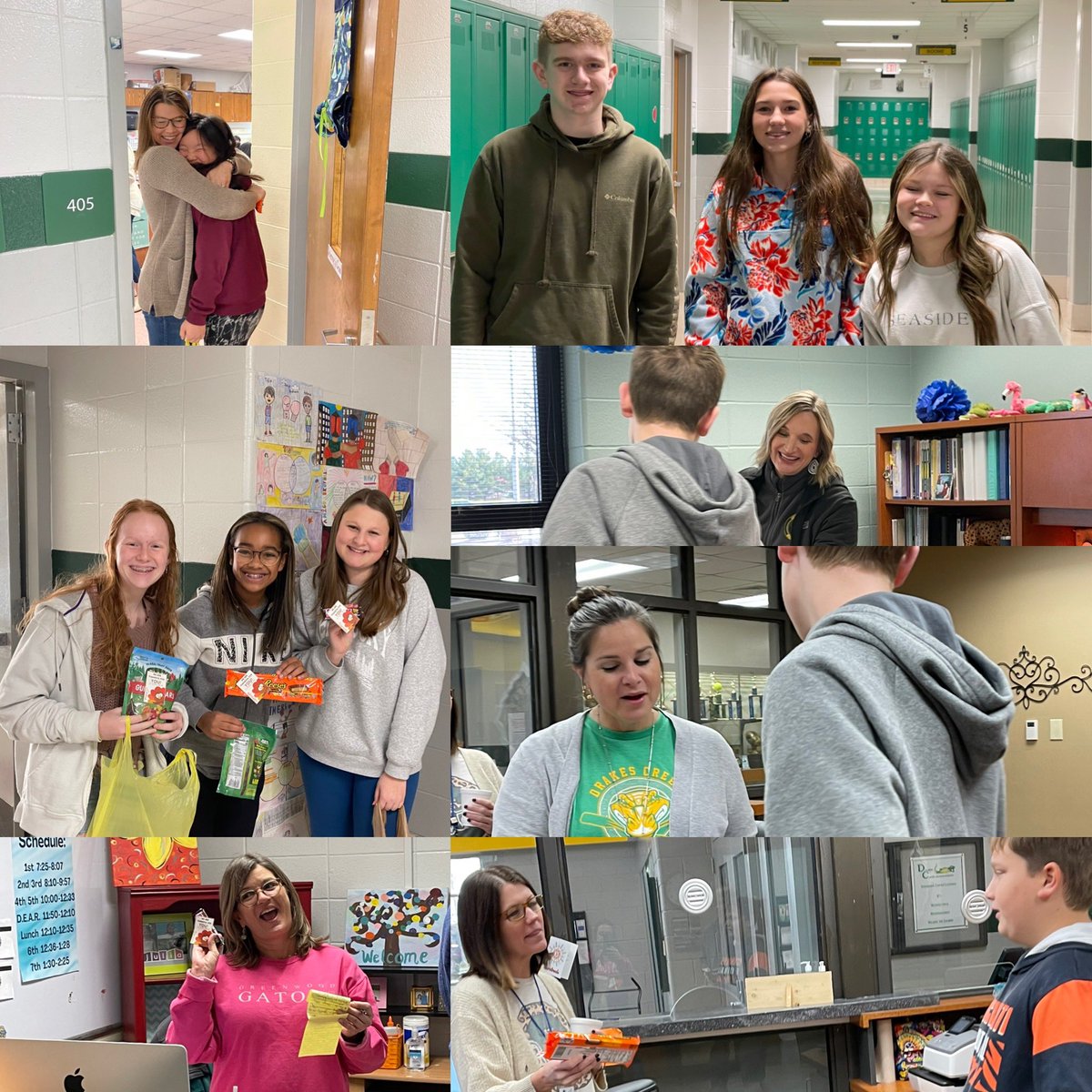 Gator Ambassadors were out today delivering sweet treats and telling the <a href="/DrakesCreekMS/">Drakes Creek Middle</a> staff why they were thankful for them!