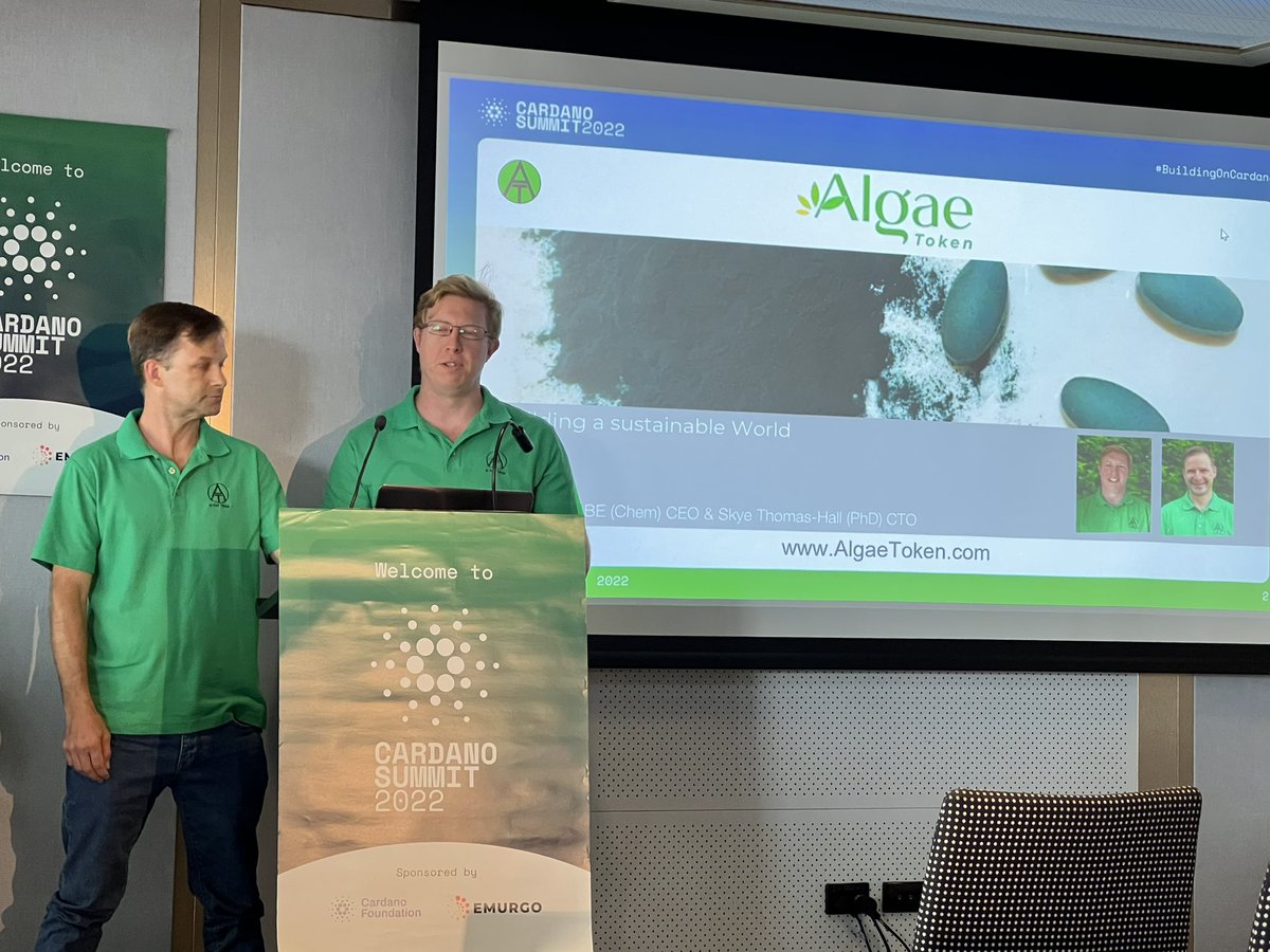 #CardanoSummit2022 Sustainability with my evolutionary companion - cool!  <a href="/algaetoken/">AlgaeToken</a>