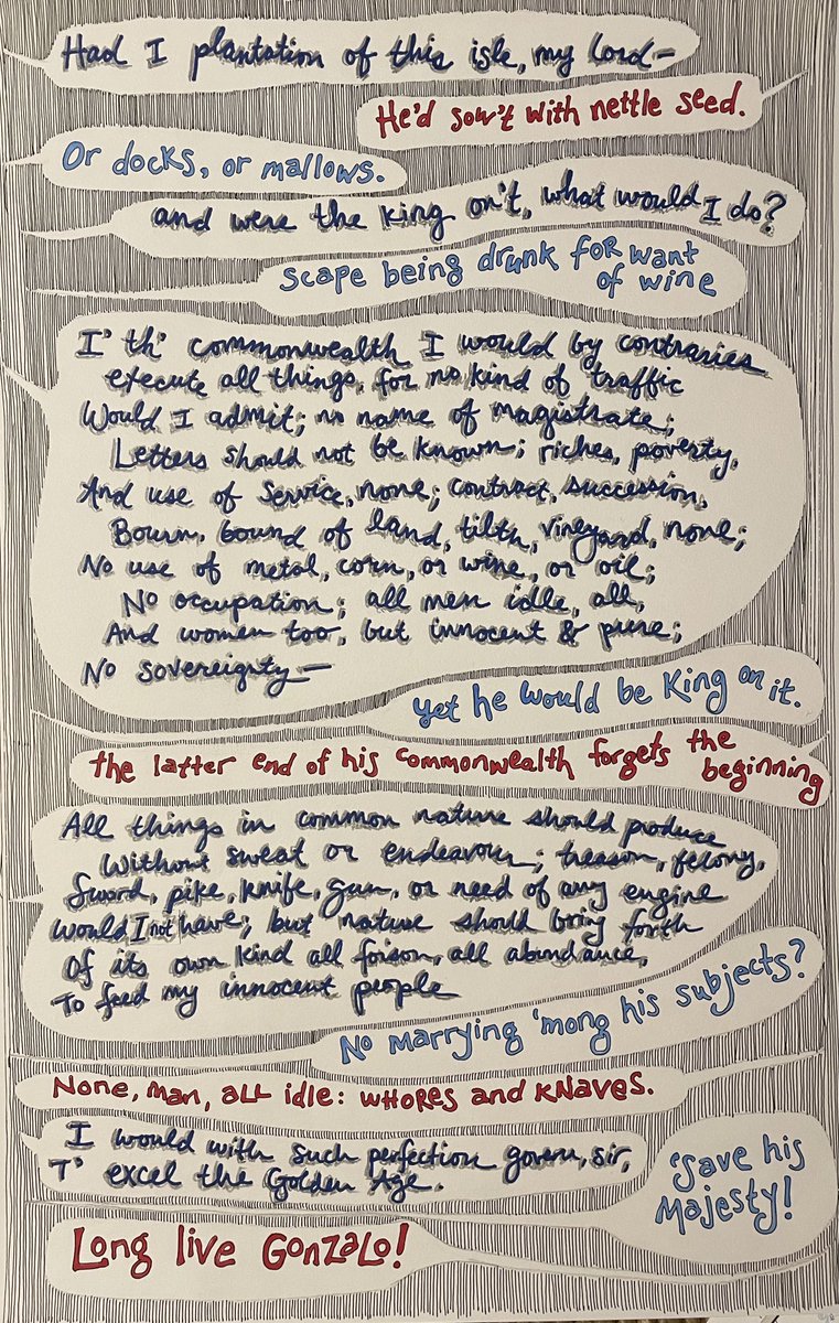 Finished hand lettering a section of The Tempest!