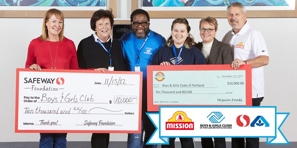 BGCPortland's tweet image. We're so grateful that @Safeway @Albertsons and @missionfoodsus teamed up to donate $20,000 to @BGCPortland! We always appreciate the help of incredible community partners like them and this donation exceeded our expectations! ♥️ #thankyou #bgcp #safewayfoundation #missionfoods