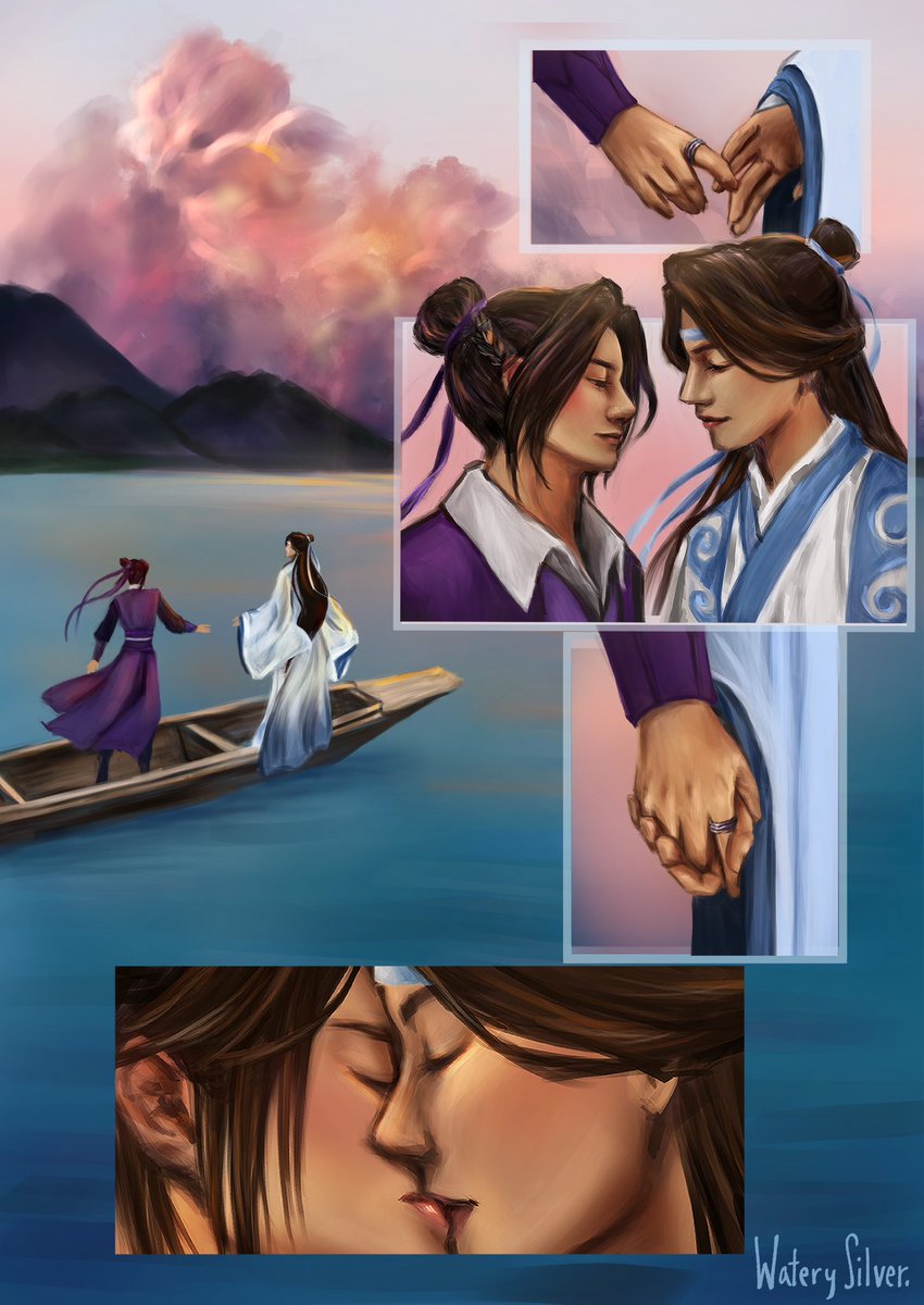 WaterySilver's tweet photo. Here’s my full piece for the @xicheng_zine
There are so many wonderful artworks and fics in it💜💙

#xicheng #MDZS https://t.co/O9QxQqIv33