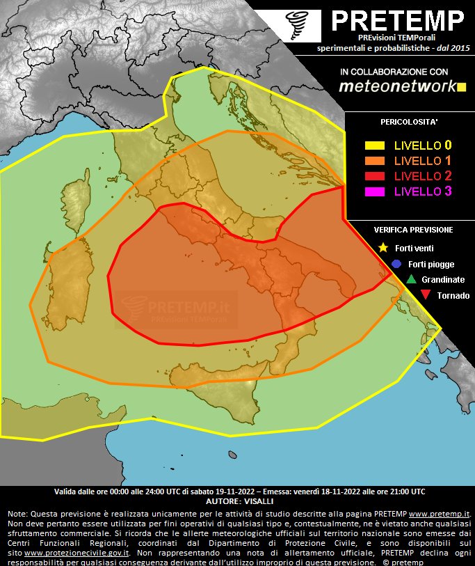 🟥 Giornata, quella di sabato #19novembre, temporalesca soprattutto su parte del Centro e sul Sud #Italia.

pretemp.altervista.org/archivio/2022/…