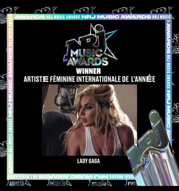 Lady Gaga won International Female Artist of the Year at the NRJ Music Awards. #NRJMusicAwards