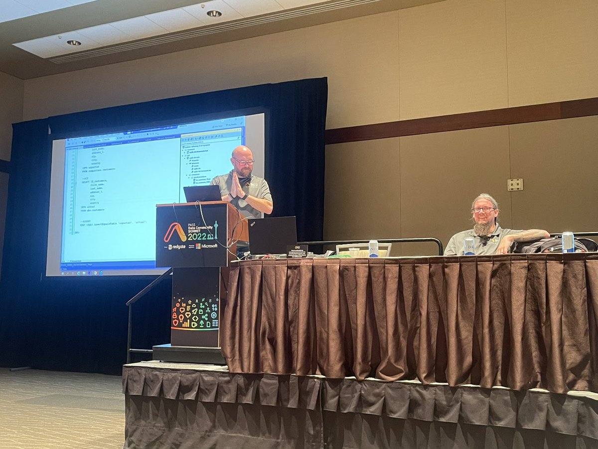 The_McDev's tweet photo. Just rocked CI/CD with @DataMonsterBen &amp; @FrankGeisler!!!
#SQLFamily #PASSDataCommunitySummit https://t.co/IzaOiWIpnp