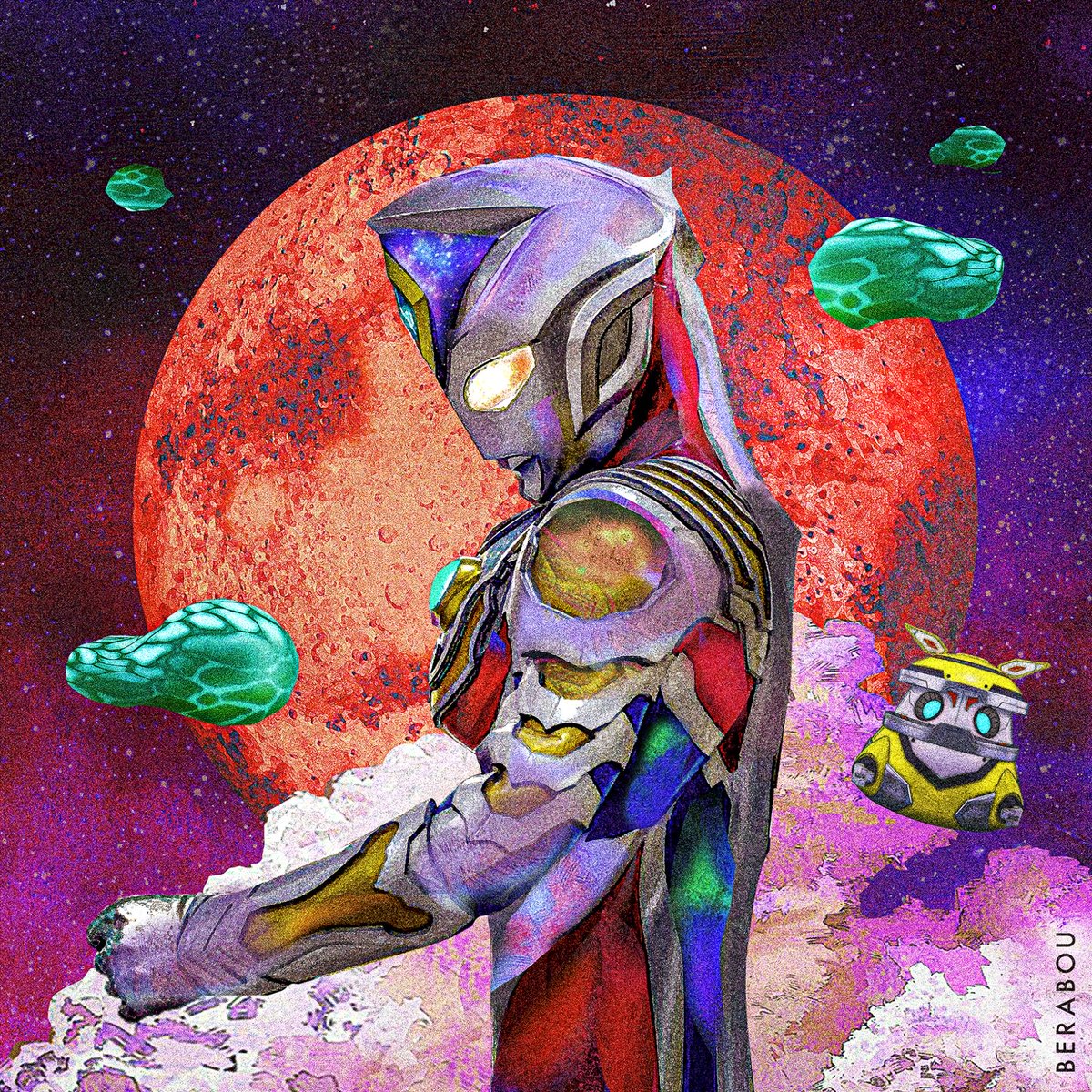 alien cape male focus space planet 1boy moon  illustration images