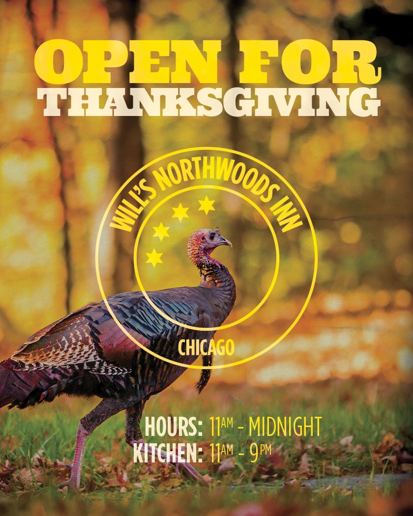 We will be open on Thanksgiving from 11a-midnight (kitchen from 11a-9p). Come watch the games with Nick and try the turkey dinner special (while supplies last). #gobblegobble