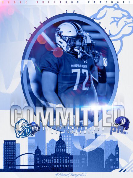I’m excited to announce my commitment to Drake University!! Can’t wait for this next chapter! #godogs 🔵⚪️

<a href="/DrakeBulldogsFB/">Drake Football</a> <a href="/CoachNThompson/">Nate Thompson</a> <a href="/tstepsis/">Todd Stepsis</a> <a href="/CoachBloss/">John Bloss</a> @2CoachG1 <a href="/PNTigerFootball/">Plainfield North Tiger Football</a> <a href="/Coach_Imbo/">Coach Imbordino</a> <a href="/coachmurphy52/">OC at Plainfield North H S</a> <a href="/EDGYTIM/">Timothy “EDGYTIM” OHalloran</a>