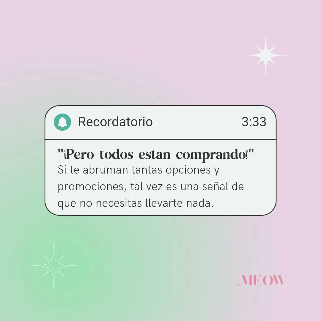 MeowMag's tweet photo. Con el #BuenFin2022 es normal que encontremos descuentos y ofertas que nos motivan a comprar 🤔 Cuando veas una promoción no te dejes llevar y primero pregúntate esto ✏🛍🛒 Realicemos #comprasconscientes y pensemos en lo que tiene mucho rato en nuestra wish list💖💫🛍 https://t.co/YNY0ZgyzHj