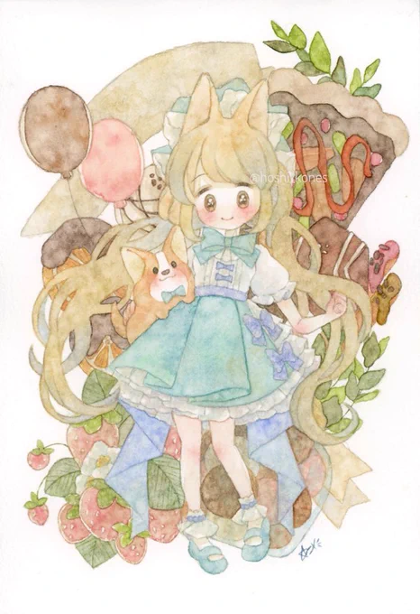 #今年もあと1ヶ月になりましたが画力がどうなったか見てみましょう左、1月右、10月最近は水彩境界線を出した塗り方にハマって練習中なんですが、何方の塗りが好きですか? #illustration 