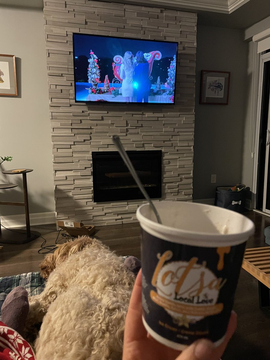 emfenner's tweet photo. Relaxing with Gidget watching a Hallmark Christmas movie and enjoying some #LotsaLocalLove ice cream 🍨 Get yours while you can! #unitedwaygwd https://t.co/OSfxCJJrmY https://t.co/7CYAmlmhAG