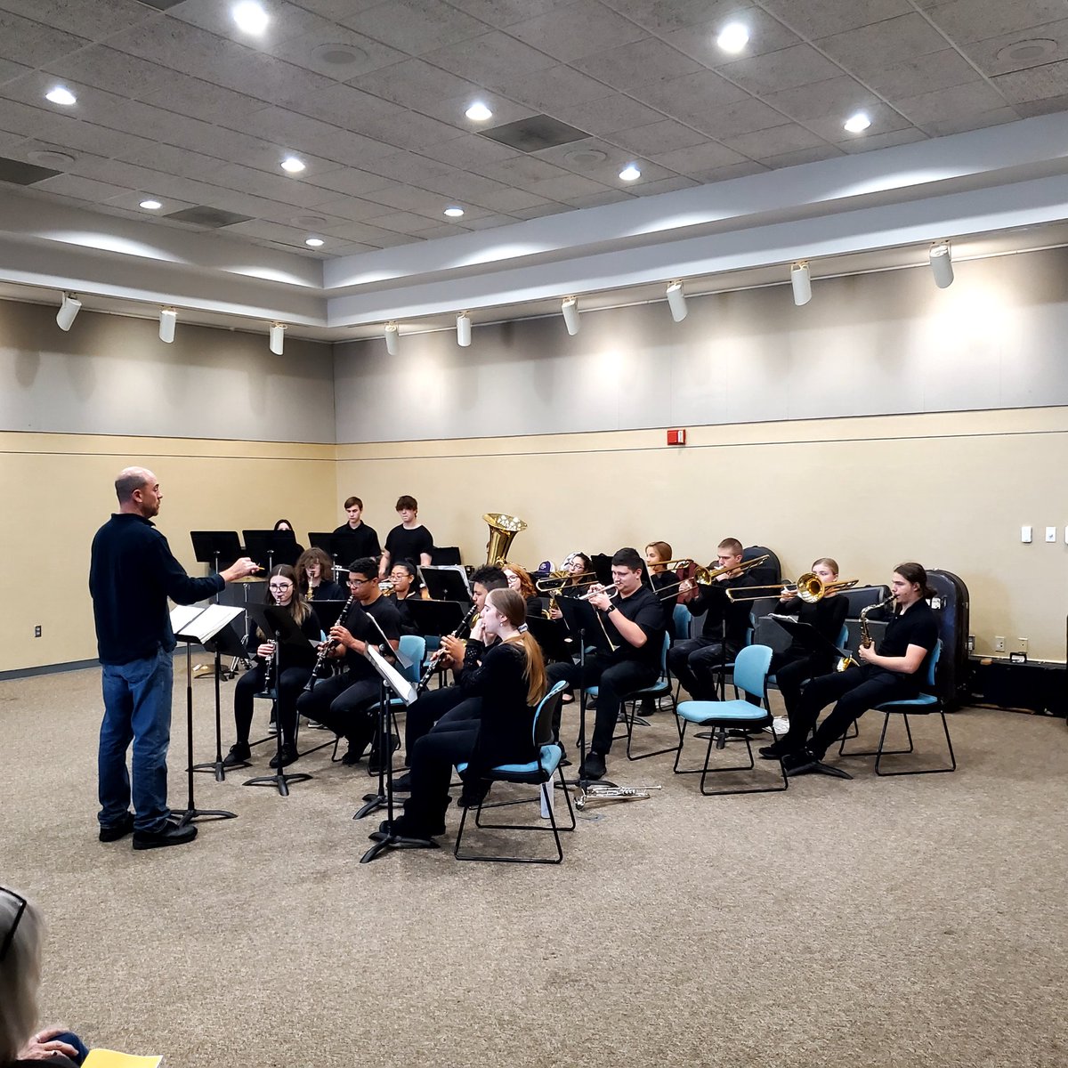 Members of the Ark City High School band performed for the Ark City Music &amp; Drama Club on Friday 11.18.22 at the Brown Center.  They performed a variety of music written by composer John Williams in honor of the club's celebration of American music. #BulldogPRIDE <a href="/ArkCitySchools/">Ark City USD 470</a>