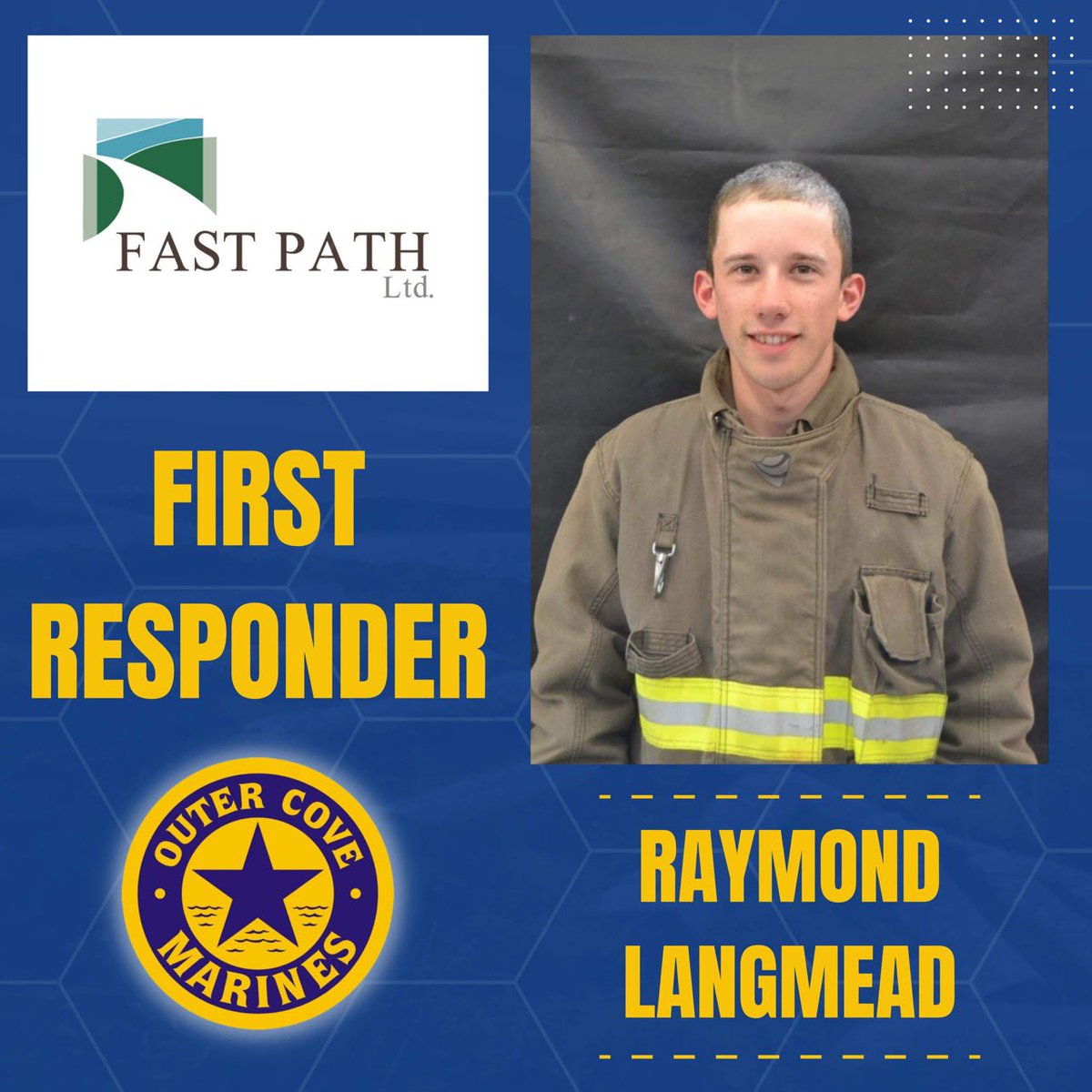 OCMarinesHockey's tweet image. #FastPath First Responder Raymond Langmead with @TownofPouchCove  Thank you for your service.