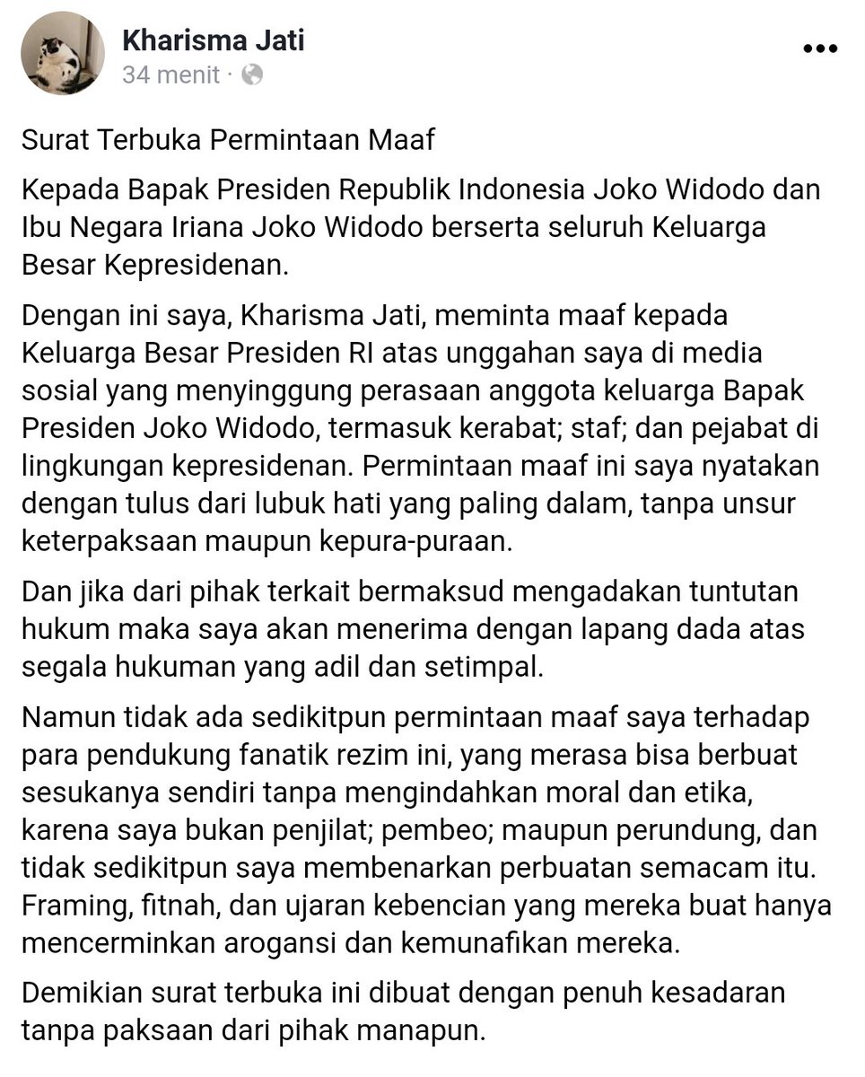ZaenGon's tweet photo. Kalau ini menurutku bukan permintaan maaf.
Dia ini nantang.. https://t.co/jVmPSCnEIr