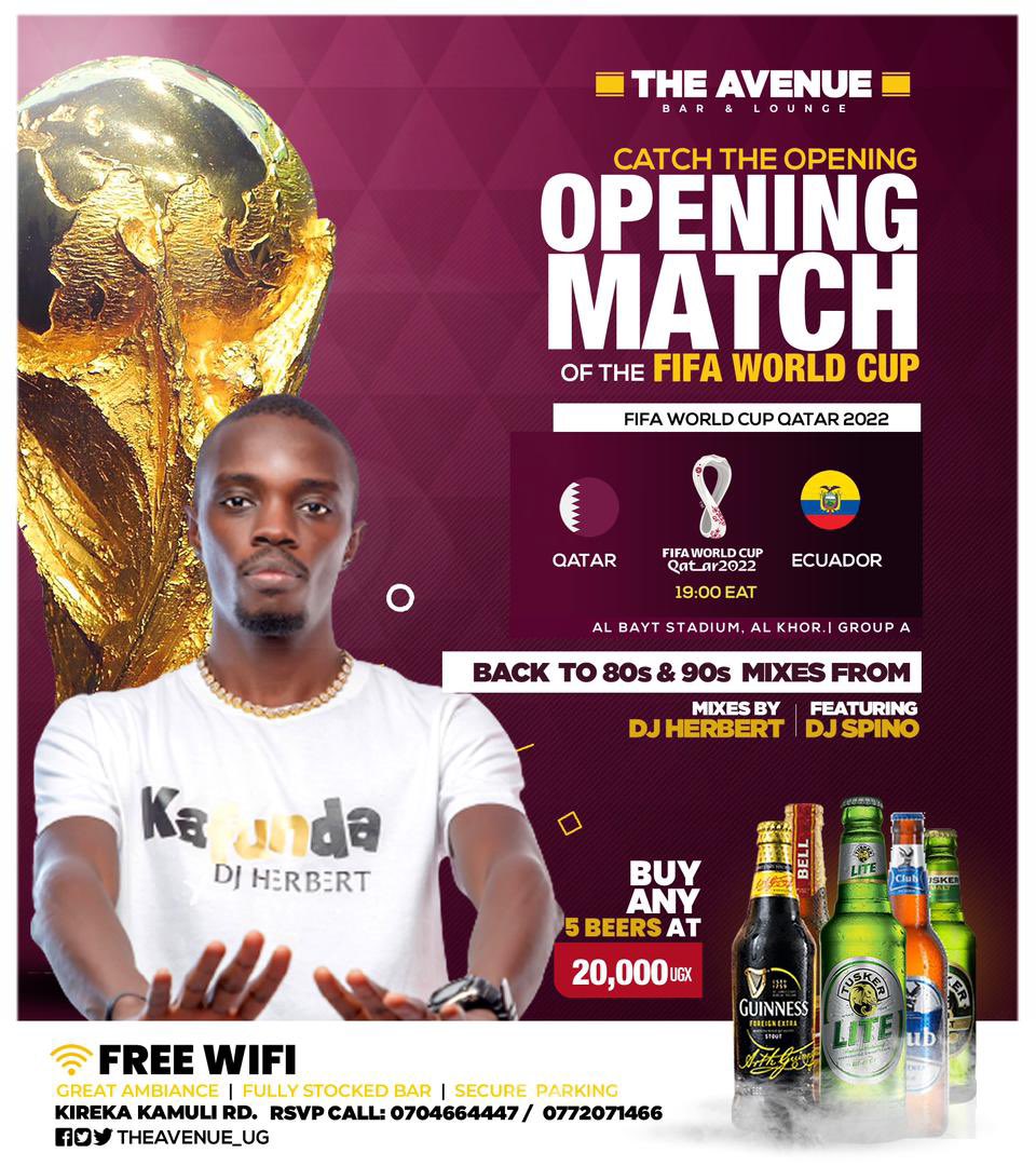 theavenueug's tweet photo. Lets go back in time as you catch all the World Cup 2022 Soccer Action at the The Avenue Bar &amp; Lounge. Kikadde Mixes from Dj @mvpherbo and Dj @dj.spino 

🗓 This Sunday
⏰ 12 Pm till late
RSVP ☎️ 0704664447
RSVP ☎️0751071466
📍Location: Kireka Kamuli Road https://t.co/kPGM8uM4op