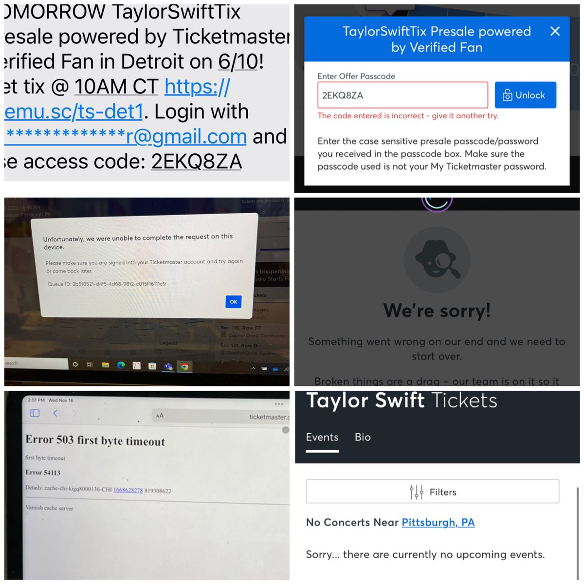 HEKamaStarr's tweet photo. @Ticketmaster So explain why my code was “invalid” on Tuesday and on Wednesday tickets couldn’t be purchased on my device. Pearl Jam was right decades ago. Ticketmaster is as crooked as hell! https://t.co/DHnpMqAivQ