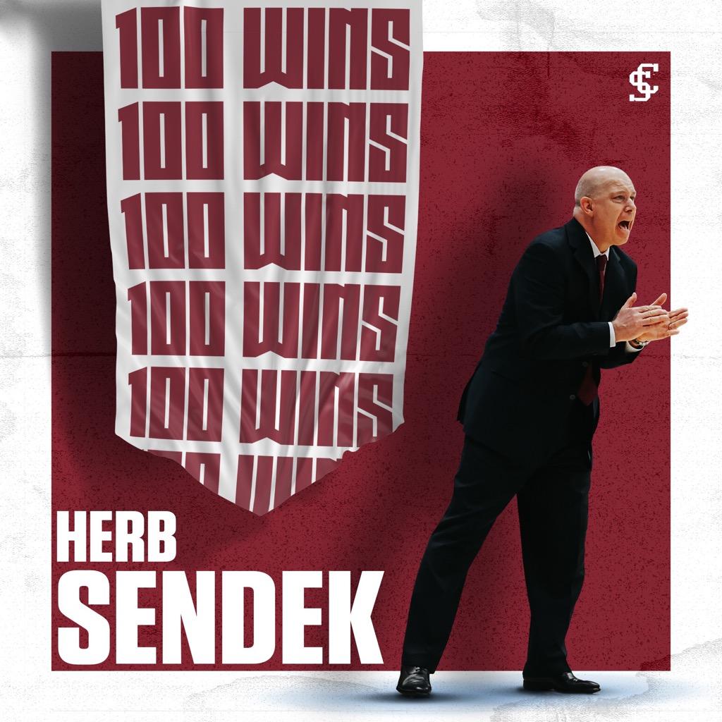 Congratulations to <a href="/HerbSendek/">Herb Sendek</a> for becoming the eighth coach in program history to record 100 wins with the Broncos! 

#StampedeAhead