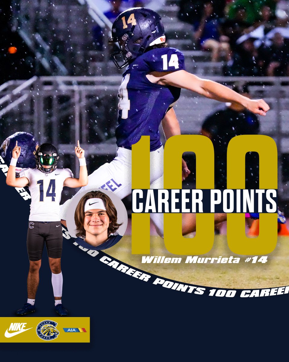 CasteelFootball's tweet photo. Congrats to Willem Murrieta (@WillemMurrieta) on hitting 1️⃣0️⃣0️⃣ career points!! #ApplyThePressure https://t.co/V9fyGT9CZX