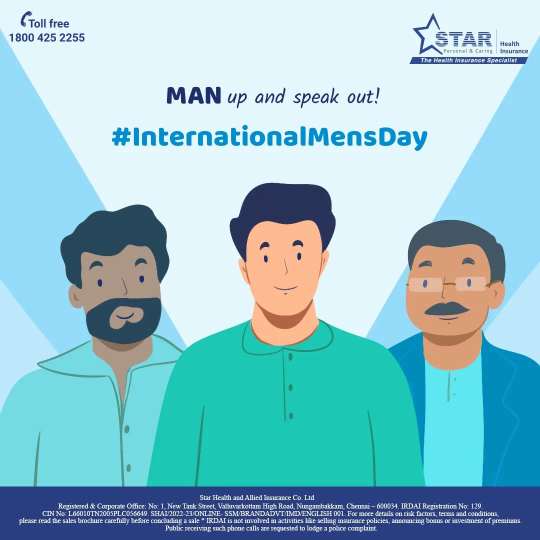 This #InternationalMensDay, let us celebrate the wonderful men in our lives, challenge the harmful stereotypes about masculinity, support those who face mental health issues and ensure the well-being of men. #StarHealthInsurance #StarHealth #InternationalMensDay2022 #MensHealth