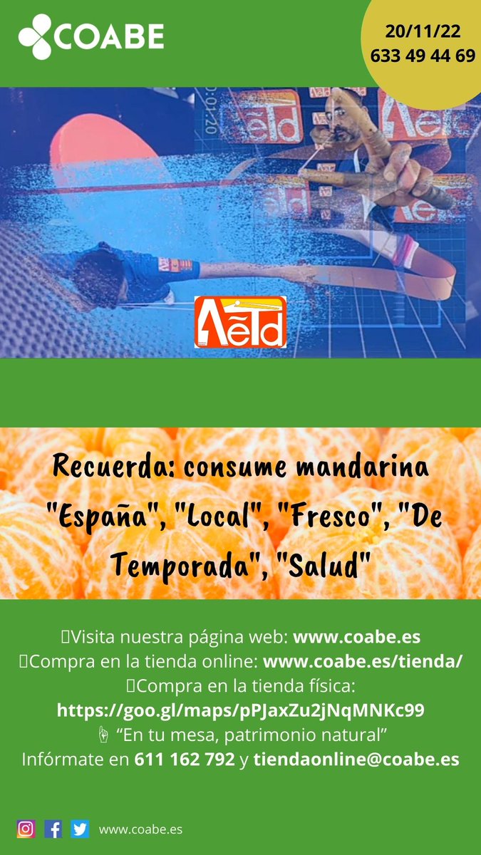 coabecoopv's tweet photo. COABE, Cooperativa Agrícola de Bétera. Les anunciamos que patrocinamos el campeonato autonómico de tirachinas deportivo.
Fecha.- Domingo 20 de noviembre de 2022
Lugar.- Pabellón deportivo del IALE SPORT CENTER, C/Las Comedias. L’Eliana (Valencia)
Horario.- 09:00 Apertura https://t.co/fH5Lr4iej7
