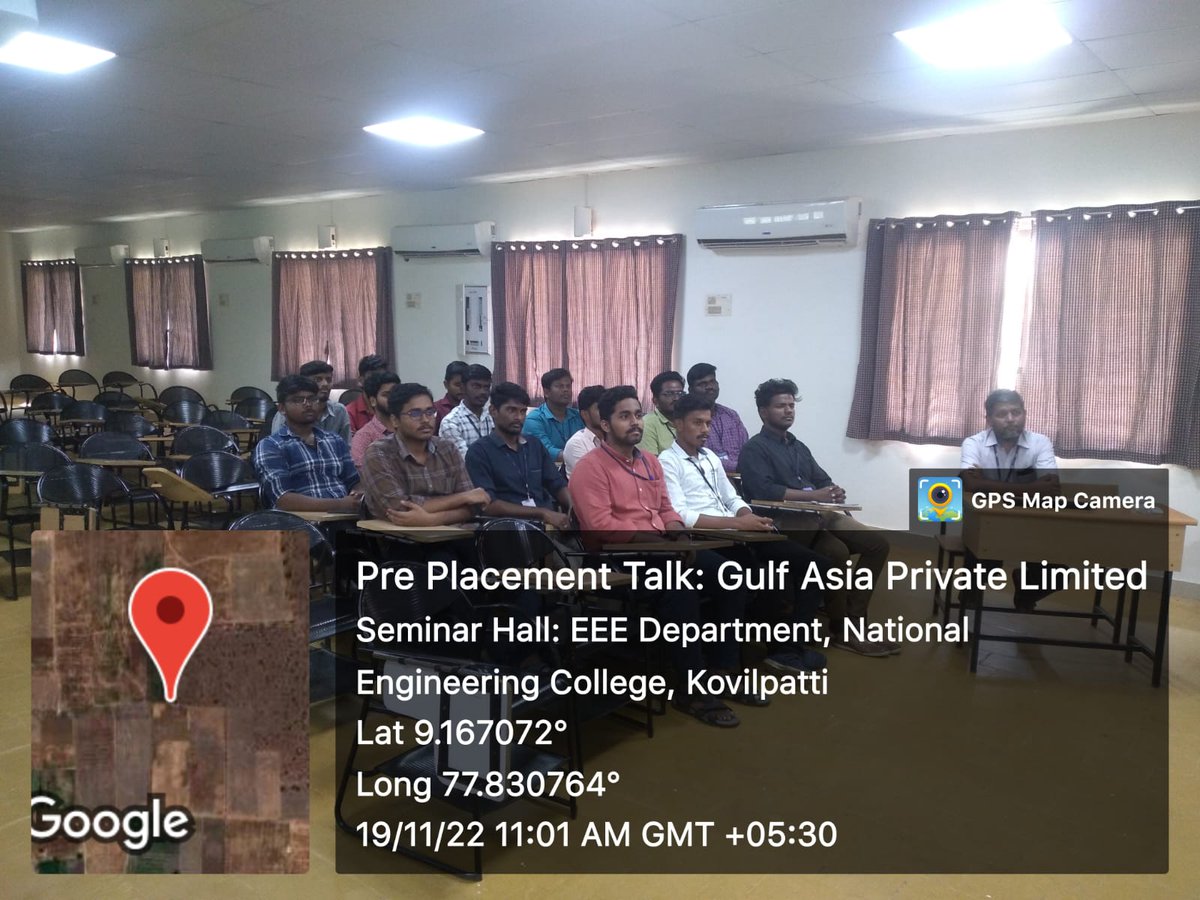 hod_eee_nec's tweet photo. 19.11.2022:Preplacement Talk for IV EEE by Gulf Asia Engg &amp; Products.
@NECKVP 
#ThinkEEEthinkNEC #necplacement #NECAlumni #Nationalengineeringcollege #engineeringcollege #kovilpatti #tirunelveli #kanyakumari #tamilnadu #engineeringadmissions #placements #Placement #GulfAsia #GAEP https://t.co/pCVkiwN4qs