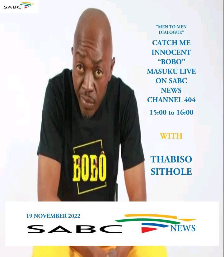 CATCH ME TODAY, LIVE ON DSTV CHANNEL 404. 15H00 TO 16H00 MEN TO MEN DIALOGUE