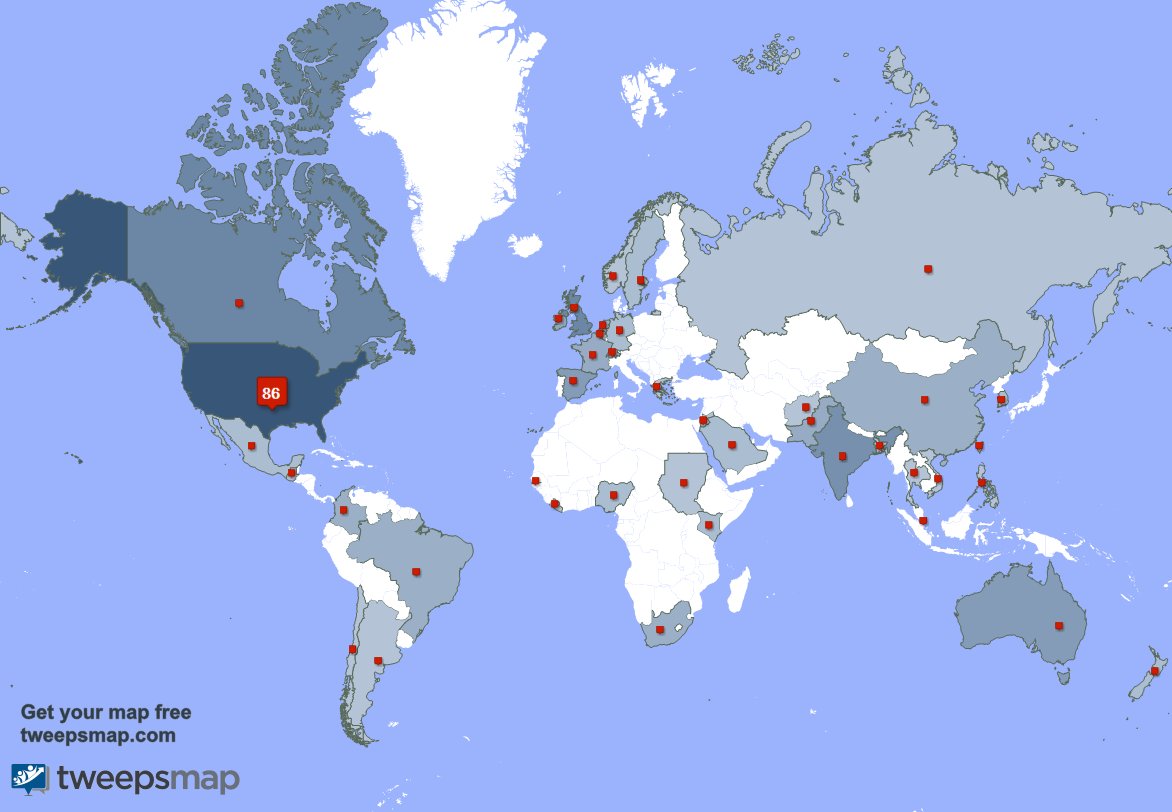 I have 3 new followers from Chile 🇨🇱, and more last week. See tweepsmap.com/!NerissaBauer