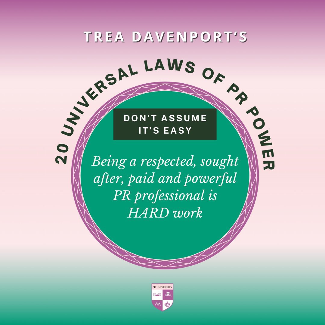 TreaDayMPR's tweet photo. @TreaDavenport’s  #LawsofPRPower #2 “Don’t assume PR is easy.”- Building a #successful #respected #publicrations #empire takes unfathomable amounts of #patience #time and #dedication 💯If there is something you are #passionate about you #MUST go hard for it to #flourish! 🌺 https://t.co/nlj6h3vfvK