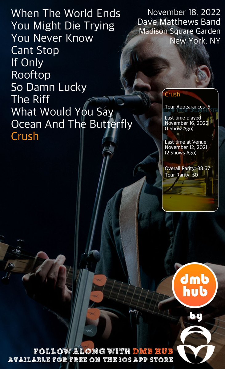 Now Playing: Crush #DMBLive #DMBHub 2022-11-18
