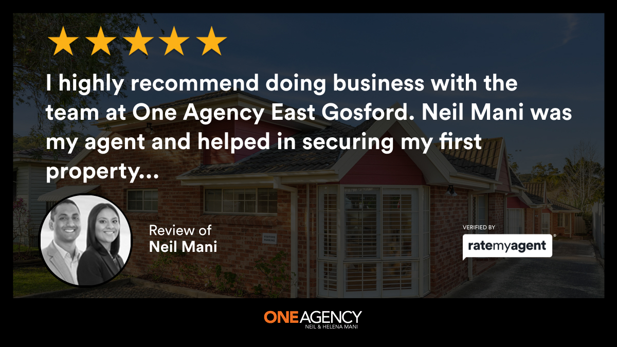 My latest RateMyAgent review in East Gosford.
rma.reviews/5yybtj0qExxk

...
#ratemyagent #realestate #One_Agency_Neil_and_Helena_Mani