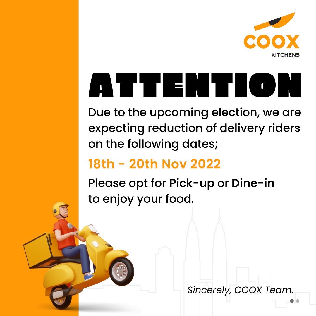 COOXasia's tweet photo. Kindly opt for Dine In / Pick Up for better experience! https://t.co/sOmOGS0eSS