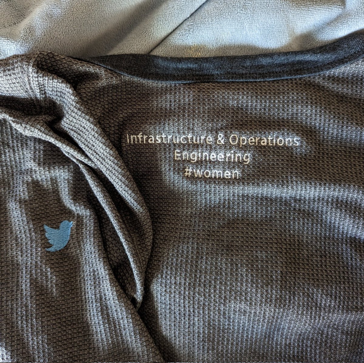 I remembered I have this Twitter Infrastructure &amp; Operations Engineering shirt from a women in tech event I attended at the Twoffice in maybe 2016, 2017? Is this about to become a collector's item?? #women