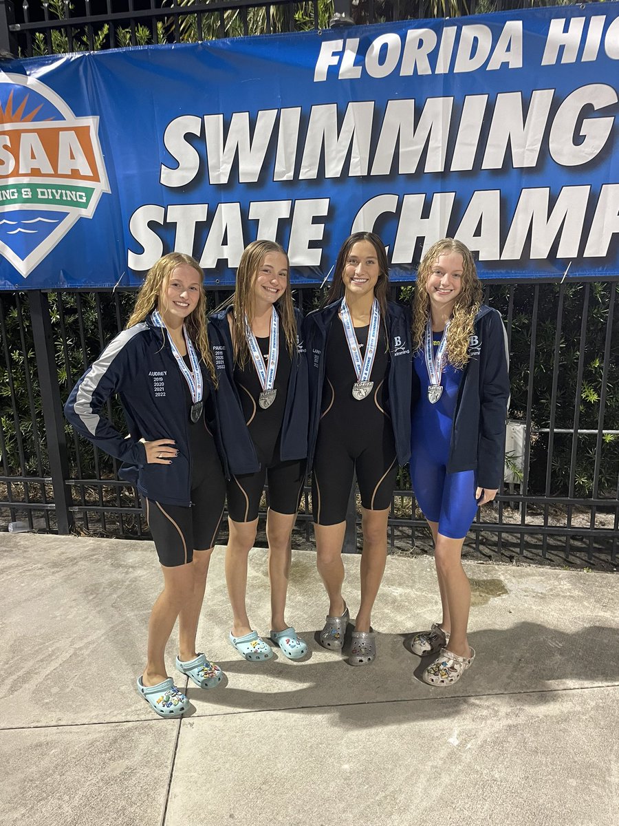 BPS_SwimDive's tweet photo. The girls finish 4th in the 400 Free Relay and set a new school record in the event. https://t.co/rk79zva3hT