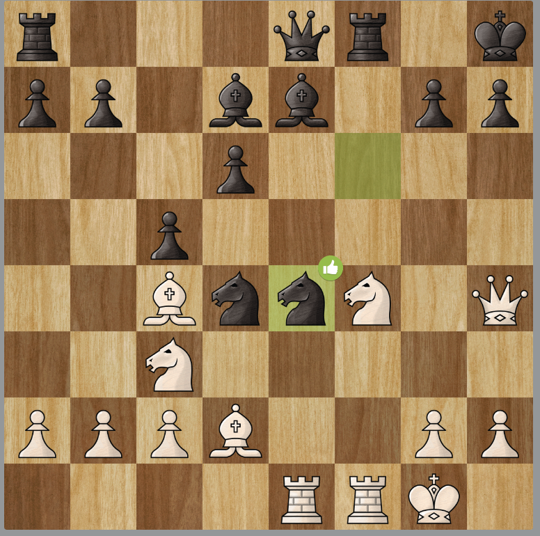 From a fun game tonight. Black just played ...Nxe4, taking a pawn and revealing several threats. White to play and find the best continuation. What is best play for both white and black and eval?
#chesspunks