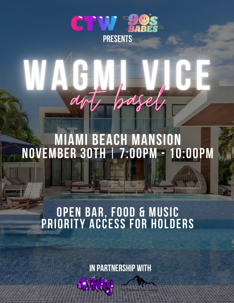 Get ready &amp; mark your calendars Babes... we're getting ready to throw an epic party with our friends at <a href="/CryptoTechWomen/">CTW</a> in partnership w/ <a href="/MrTravisTho/">Travie🎙FIRED UP</a> &amp; <a href="/RodmanLaw/">The Rodman Law Group</a> in Miami. 🌴✨

Come party with us on November 30th from 7 PM - 10 PM. Enjoy an open bar, food, music &amp; friends.