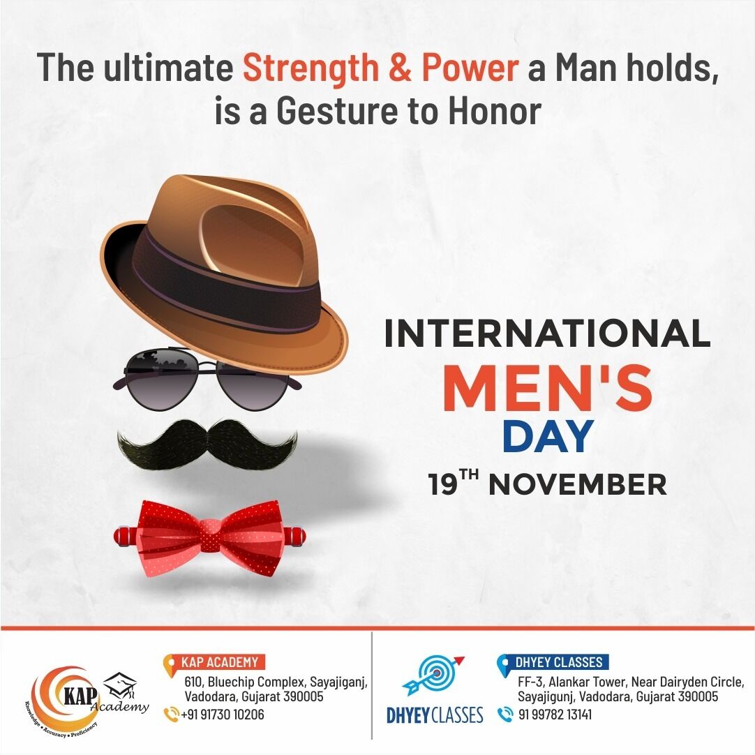 KapAcademy's tweet image. Take a moment to thank the power of a man who is the real hero of our life. He is the one who plays various roles and responsibilities in his life. 

Happy International Mens Day 

#internationalmensday #19november #mensday #internationalfest #kapacademy #dhyeyclasses
