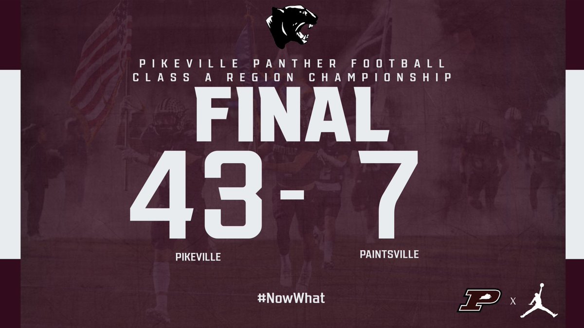 PikevilleHSFB's tweet photo. Pikeville 43 Paintsville 7 Final from Hambley. The Panthers improve to 10-2 on the year &amp; claim another Region Championship, the 26th in program history. The Panthers will play in next week’s Class A State Semifinals. 

#NowWhat #HailPikeville 🐾 https://t.co/rFa7jD2mzF