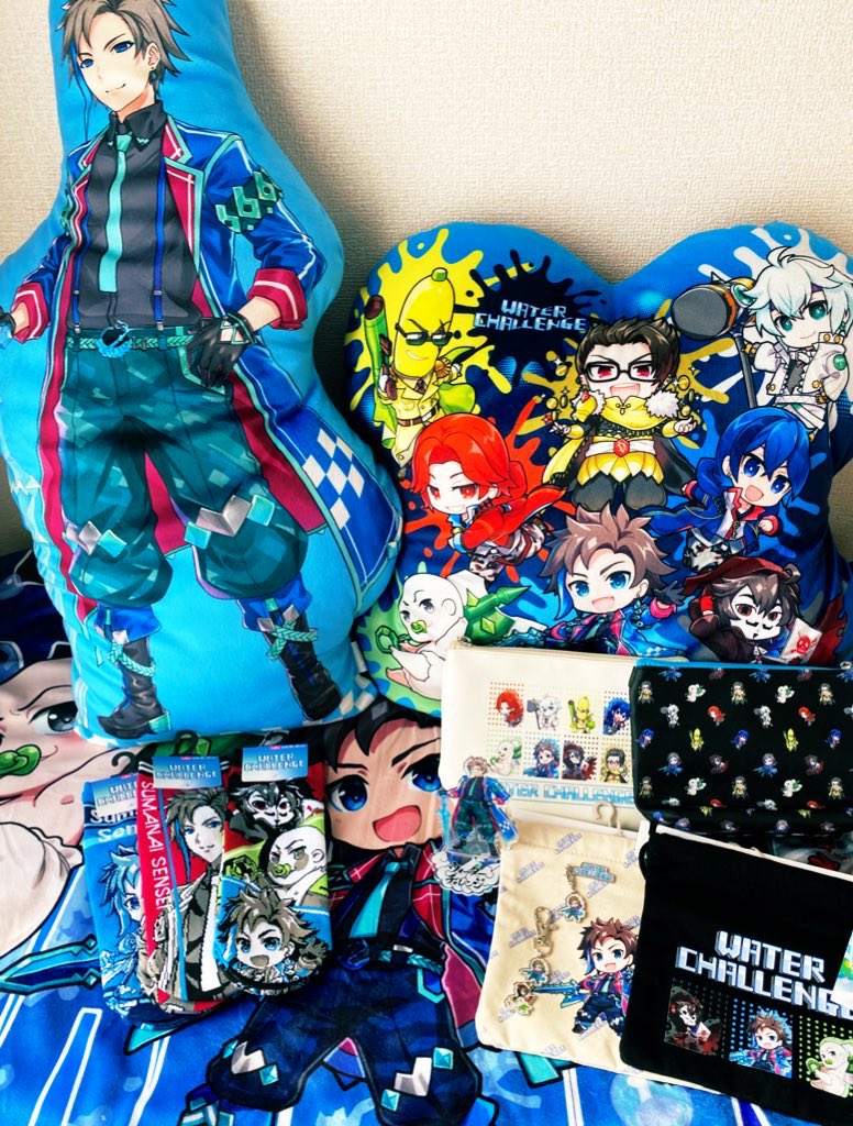 あっちページ　ウォーターチャレンジすまない先生　ブランケット&クッション すまない先生 ウォーターチャレンジ クッション 抱きまくら 約30cm