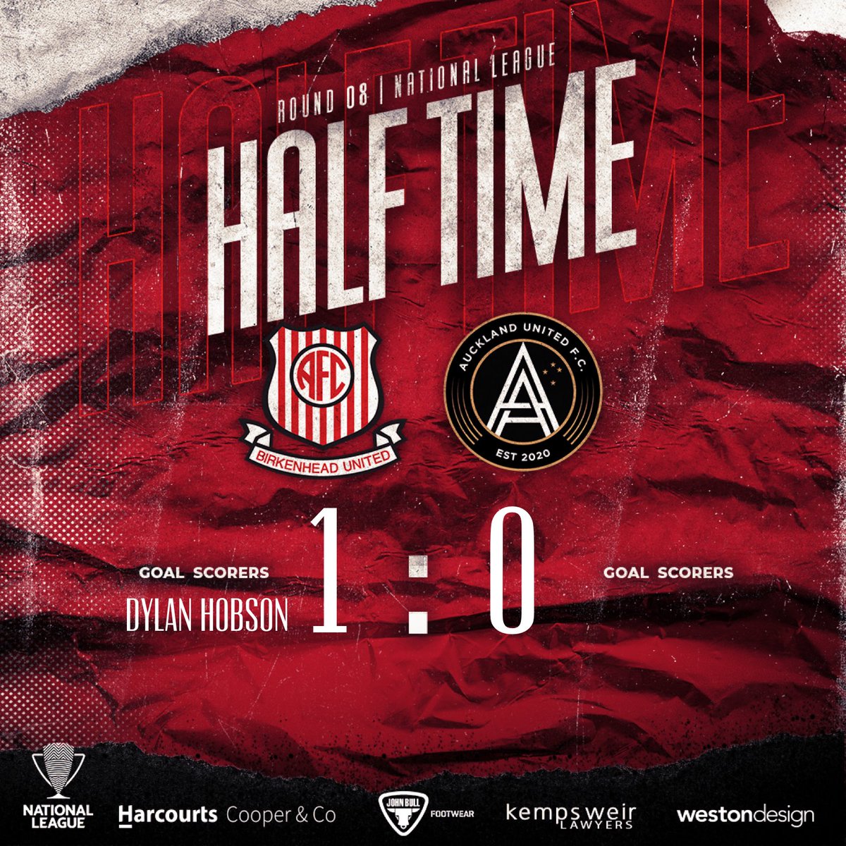 Birkenhead United AFC (@buafc_nz) on Twitter photo Half time and up 1-0 against <a href="/Auckland_United/">Auckland United F.C.</a> thanks to a beaut free kick from Dylan Hobson!
🔴⚪️🔴⚪️
#NZNationalLeague
<a href="/WestonDesignNZ/">Weston Design</a>
<a href="/HarcourtsCandC/">Harcourts Cooper&Co</a>
John Bull Footwear
Kemps Weir Lawyers Half time and up 1-0 against <a href="/Auckland_United/">Auckland United F.C.</a> thanks to a beaut free kick from Dylan Hobson!
🔴⚪️🔴⚪️
#NZNationalLeague
<a href="/WestonDesignNZ/">Weston Design</a>
<a href="/HarcourtsCandC/">Harcourts Cooper&Co</a>
John Bull Footwear
Kemps Weir Lawyers