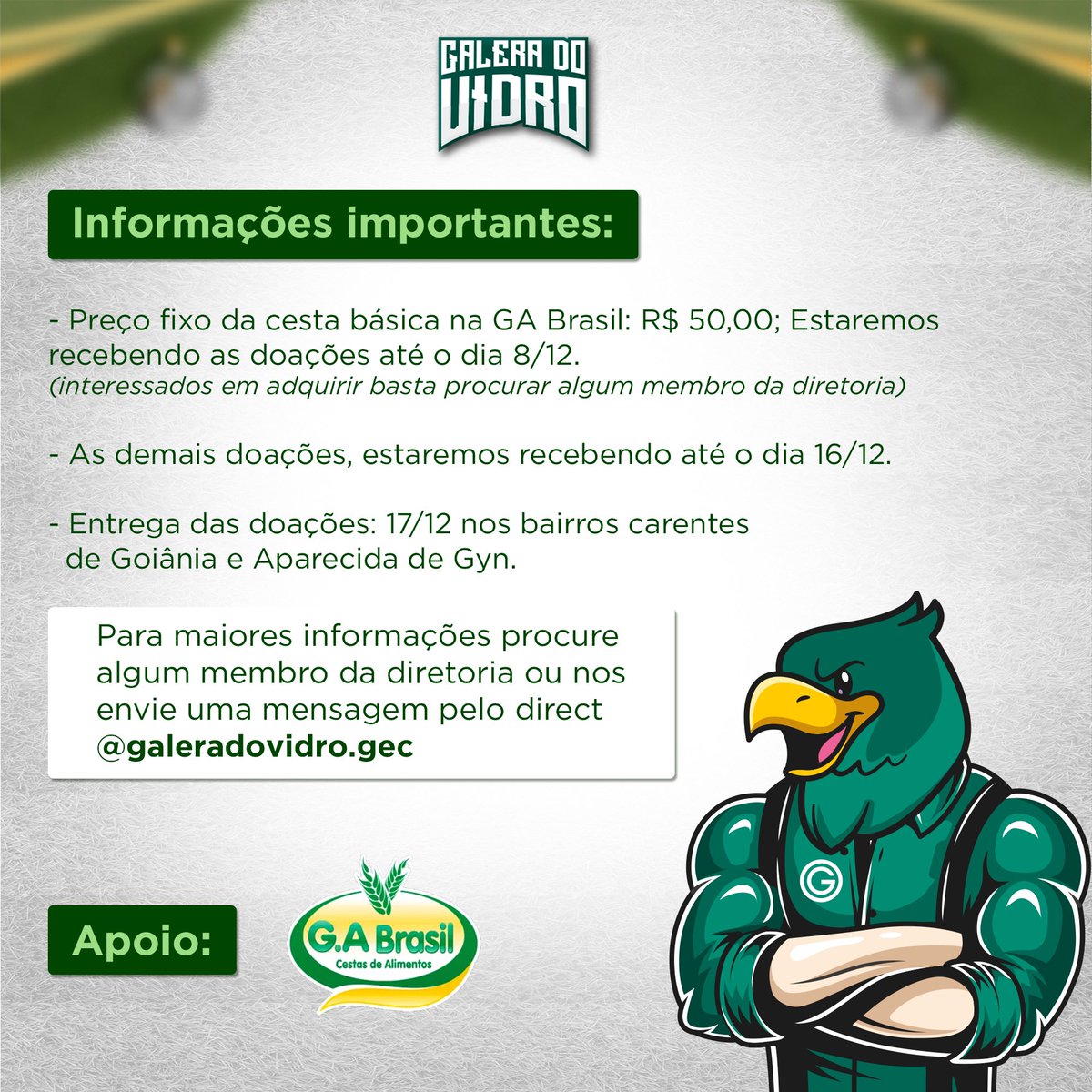 digarfaria's tweet photo. Eu tenho certeza que essa ação vai inspirar muitas outras por aí. E tenho ainda mais certeza que a nação Esmeraldina vai nos apoiar nessa! 💚 https://t.co/MCX2bLwDYk