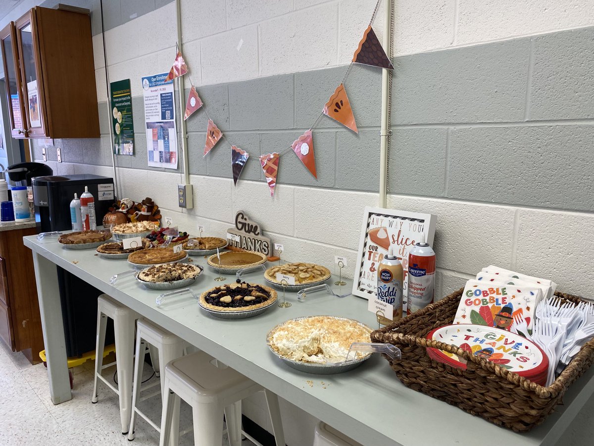 Principal Kirkpatrick (@principalkirkp1) on Twitter photo Thankful for our CES families that provided this beautiful spread of pies for staff today. We are grateful for your support and appreciation. <a href="/CES_FCPS/">Chesterbrook ES</a> Thankful for our CES families that provided this beautiful spread of pies for staff today. We are grateful for your support and appreciation. <a href="/CES_FCPS/">Chesterbrook ES</a>